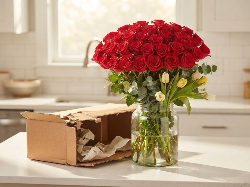Red roses, fifty stems