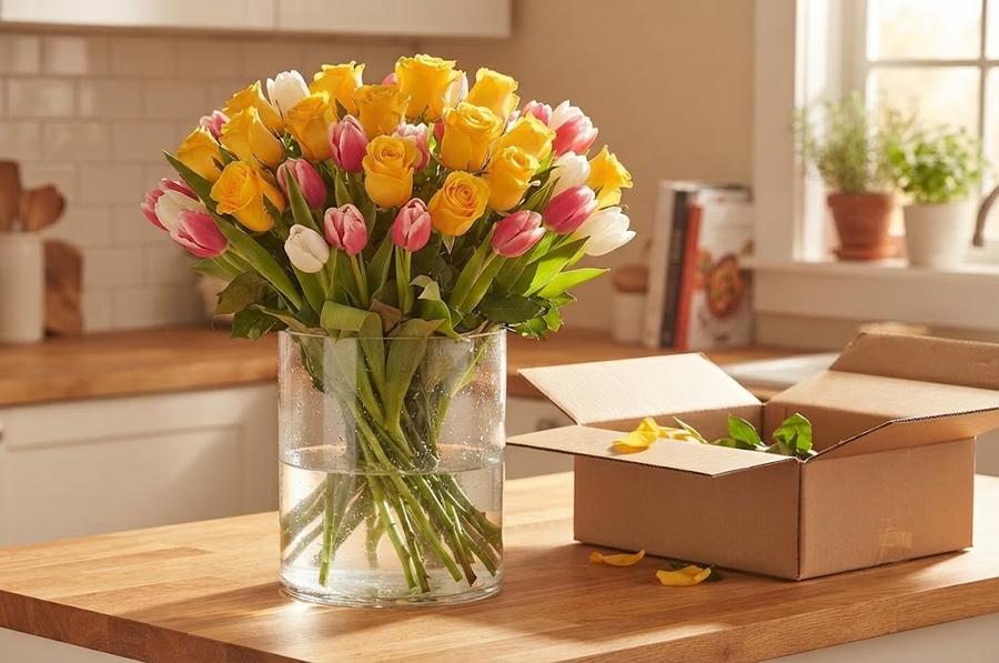 Yellow roses, fifty stems